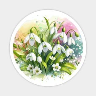 White Snow Drop Flower Magnet